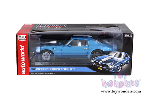 Auto World - Pontiac Firebird Trans Am Hard Top (1972, 1/18 scale diecast model car, Adriatic Blue) AMM1076