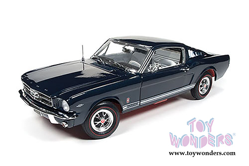 Auto World - American Muscle | Ford Mustang GT Hard Top (1965, 1/18 scale diecast model car, Caspian Blue) AMM1093