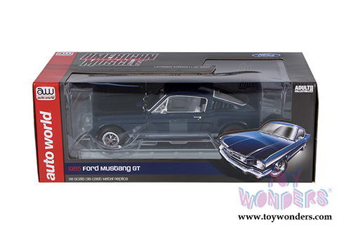 Auto World - American Muscle | Ford Mustang GT Hard Top (1965, 1/18 scale diecast model car, Caspian Blue) AMM1093