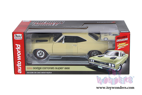 Auto World - Dodge Coronet Super Bee Hard Top (1969, 1/18 scale diecast model car, Y3 Cream) AMM1094