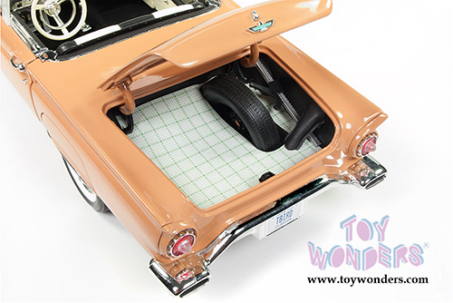 Auto World American Muscle - Ford Thunderbird Convertible w/ Removable Black Bonnet 60th Anniversary edition (1957, 1/18 scale diecast model car, Coral Sand) AMM1098