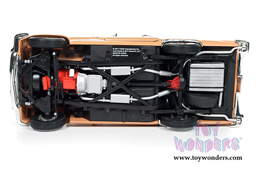 Auto World American Muscle - Ford Thunderbird Convertible w/ Removable Black Bonnet 60th Anniversary edition (1957, 1/18 scale diecast model car, Coral Sand) AMM1098