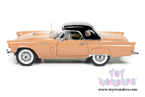 Auto World American Muscle - Ford Thunderbird Convertible w/ Removable Black Bonnet 60th Anniversary edition (1957, 1/18 scale diecast model car, Coral Sand) AMM1098