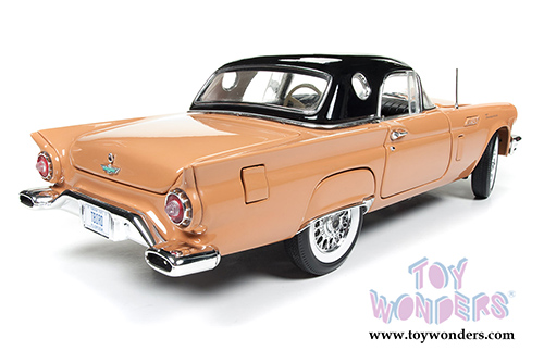 Auto World American Muscle - Ford Thunderbird Convertible w/ Removable Black Bonnet 60th Anniversary edition (1957, 1/18 scale diecast model car, Coral Sand) AMM1098