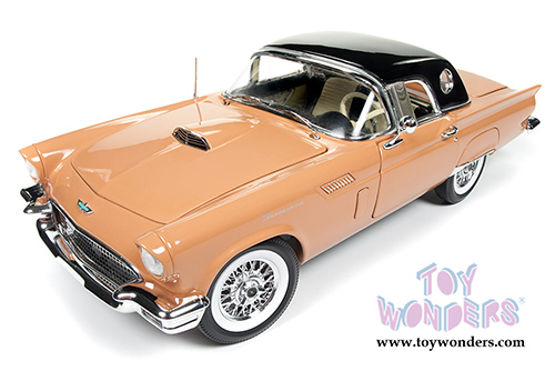 Auto World American Muscle - Ford Thunderbird Convertible w/ Removable Black Bonnet 60th Anniversary edition (1957, 1/18 scale diecast model car, Coral Sand) AMM1098