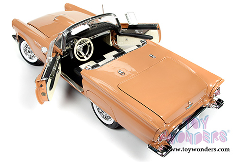 Auto World American Muscle - Ford Thunderbird Convertible w/ Removable Black Bonnet 60th Anniversary edition (1957, 1/18 scale diecast model car, Coral Sand) AMM1098