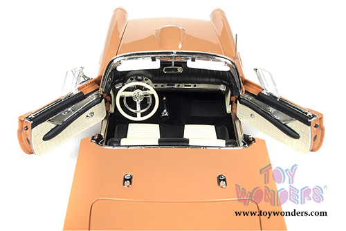 Auto World American Muscle - Ford Thunderbird Convertible w/ Removable Black Bonnet 60th Anniversary edition (1957, 1/18 scale diecast model car, Coral Sand) AMM1098