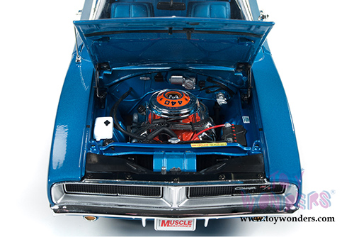 Auto World - Hemmings Muscle Machines Dodge Charger White Hat Special Cover Car 2011 (1969, 1/18 scale diecast model car, B5 Blue) AMM1100