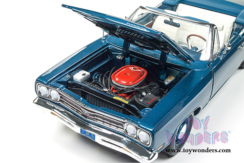 Auto World - American Muscle | Plymouth GTX Convertible 50th Anniversary (1969, 1/18 scale diecast model car, Nantucket Blue) AMM1102