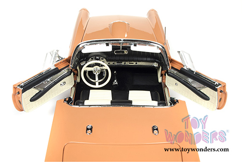 Auto World American Muscle - Ford Thunderbird Convertible w/ Removable Silver Bonnet 60th Anniversary edition (1957, 1/18 scale diecast model car, Coral Sand) AMM1106