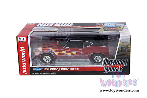 Auto World - Hot Rod Magazine | Chevy&reg; Chevelle&reg; SS&trade; 396 Hardtop (1969, 1/18 scale diecast model car, Rich Metallic Red/Black) AMM1108