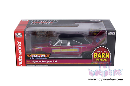 Auto World - American Muscle | Plymouth Superbird Hardtop MCACN Barn Finds (1970, 1/18 scale diecast model car, Custom Paint) AMM1113