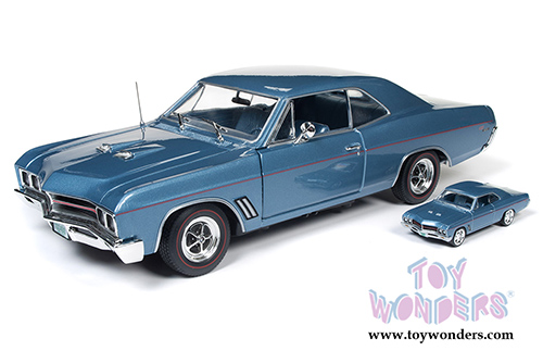 Auto World American Muscle - 1:18 and 1:64 scale Buick&reg; GS&trade; 400 Hardtop (1967, 1/18,1/64 scale diecast model car, Sapphire Blue) AMM1115