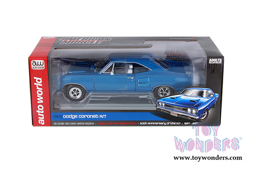 Auto World - Dodge Coronet R/T 50th Anniversary Hardtop (1969, 1/18 scale diecast model car, B5 Blue) AMM1116