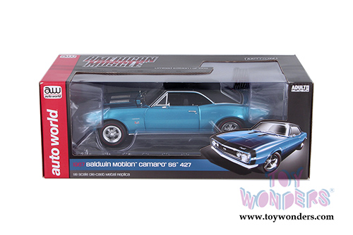 Auto World American Muscle - Baldwin Motion&reg; Camaro&reg; SS&trade; 427 Hardtop (1967, 1/18 scale diecast model car, Marina Blue) AMM1118