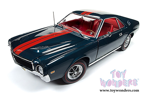 Auto World American Muscle -  AMC AMX Class of 1968 with a 1/64 scale replica by Johnny Lightning (1968, 1/18,1/64 scale diecast model car, Blazer Blue) AMM1124