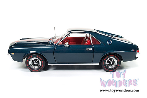 Auto World American Muscle -  AMC AMX Class of 1968 with a 1/64 scale replica by Johnny Lightning (1968, 1/18,1/64 scale diecast model car, Blazer Blue) AMM1124