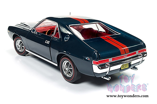 Auto World American Muscle -  AMC AMX Class of 1968 with a 1/64 scale replica by Johnny Lightning (1968, 1/18,1/64 scale diecast model car, Blazer Blue) AMM1124