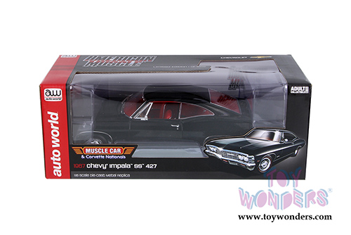 Auto World - American Muscle | Chevy&reg; Impala&trade; SS&trade; 427 Hard Top (1967, 1/18 scale diecast model car, Tuxedo Black) AMM1129