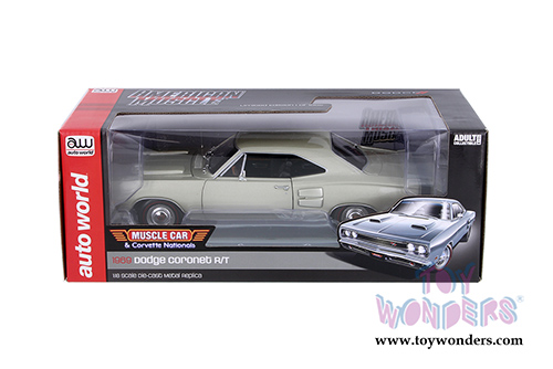 Auto World American Muscle - Dodge Coronet R/T Hardtop (1969, 1/18 scale diecast model car, Silver) AMM1141