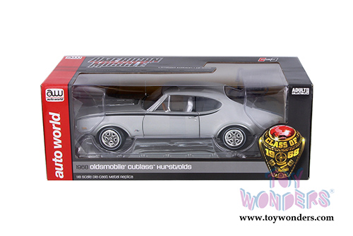 Auto World - American Muscle | Oldsmobile&reg; Cutlass&trade; Hurst/Olds Hardtop Class of  '68 (1968, 1/18 scale diecast model car, Silver/Black) AMM1143