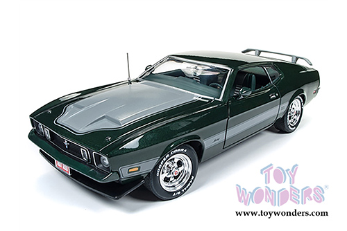 Auto World - American Muscle | Hot Rod Power Tour Ford Mustang Mach 1 (1973, 1/18 scale diecast model car, Dark Green) AMM1144