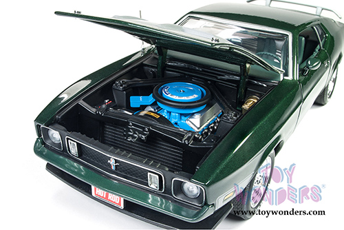 Auto World - American Muscle | Hot Rod Power Tour Ford Mustang Mach 1 (1973, 1/18 scale diecast model car, Dark Green) AMM1144