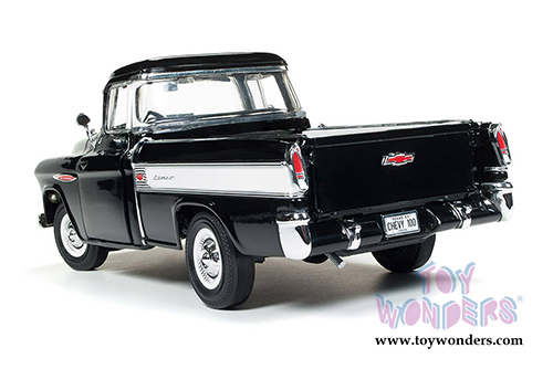 Auto World - American Muscle | Chevrolet&reg; Cameo&trade; Pick Up Truck 100th Anniversary (1957, 1/18 scale diecast model car, Onyx Black) AMM1145