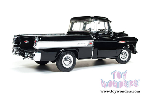 Auto World - American Muscle | Chevrolet&reg; Cameo&trade; Pick Up Truck 100th Anniversary (1957, 1/18 scale diecast model car, Onyx Black) AMM1145