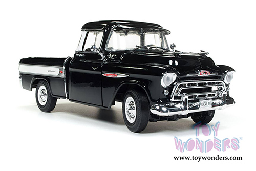 Auto World - American Muscle | Chevrolet&reg; Cameo&trade; Pick Up Truck 100th Anniversary (1957, 1/18 scale diecast model car, Onyx Black) AMM1145