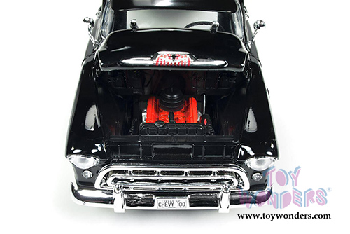 Auto World - American Muscle | Chevrolet&reg; Cameo&trade; Pick Up Truck 100th Anniversary (1957, 1/18 scale diecast model car, Onyx Black) AMM1145