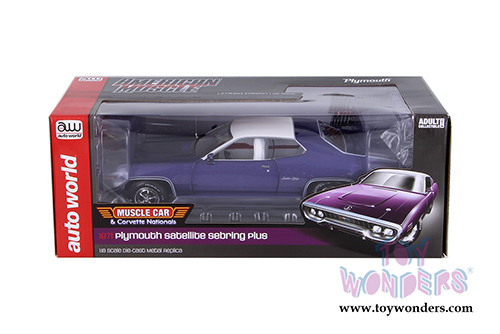Auto World - American Muscle | Plymouth Satellite Sebring Plus Hardtop (1971, 1/18 scale diecast model car, Purple) AMM1146