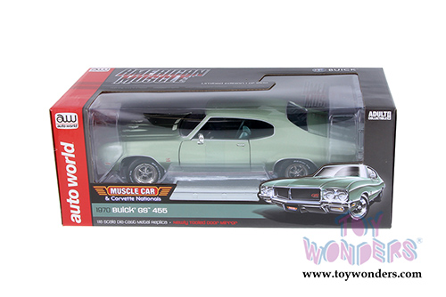 Auto World American Muscle - Buick&reg; GS&trade; 455 Hardtop Muscle Car & Corvette Nationals (MCACN) (1970, 1/18 scale diecast model car, Green) AMM1149