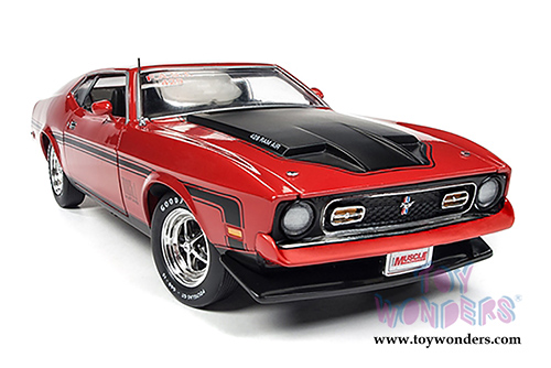 Auto World American Muscle - Hemmings Muscle Machines | Ford Mustang Mach 1 Hardtop (1971, 1/18 scale diecast model car, Bright Red) AMM1150