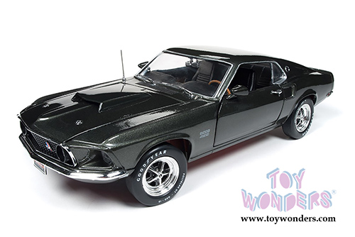 Auto World American Muscle - Ford Mustang Boss 429 Hardtop Muscle Car & Corvette Nationals (MCACN) (1969, 1/18 scale diecast model car, Black Jade) AMM1152