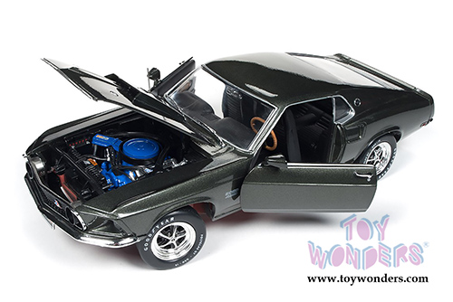 Auto World American Muscle - Ford Mustang Boss 429 Hardtop Muscle Car & Corvette Nationals (MCACN) (1969, 1/18 scale diecast model car, Black Jade) AMM1152