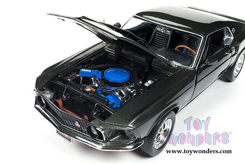 Auto World American Muscle - Ford Mustang Boss 429 Hardtop Muscle Car & Corvette Nationals (MCACN) (1969, 1/18 scale diecast model car, Black Jade) AMM1152