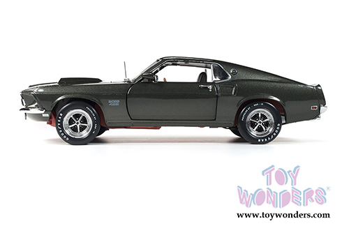 Auto World American Muscle - Ford Mustang Boss 429 Hardtop Muscle Car & Corvette Nationals (MCACN) (1969, 1/18 scale diecast model car, Black Jade) AMM1152