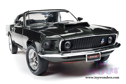Auto World American Muscle - Ford Mustang Boss 429 Hardtop Muscle Car & Corvette Nationals (MCACN) (1969, 1/18 scale diecast model car, Black Jade) AMM1152