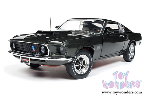 Auto World American Muscle - Ford Mustang Boss 429 Hardtop Muscle Car & Corvette Nationals (MCACN) (1969, 1/18 scale diecast model car, Black Jade) AMM1152