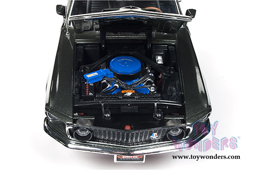 Auto World American Muscle - Ford Mustang Boss 429 Hardtop Muscle Car & Corvette Nationals (MCACN) (1969, 1/18 scale diecast model car, Black Jade) AMM1152