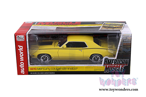 Auto World American Muscle - Hemmings Muscle Machines | Mercury Cougar Eliminator Hardtop (1970, 1/18 scale diecast model car, Competition Yellow) AMM1155