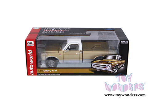 Auto World - Chevrolet® C-10™ Fleet Side Pickup Truck (1968, 1/18 scale diecast model car, Gold/White) AMM1165