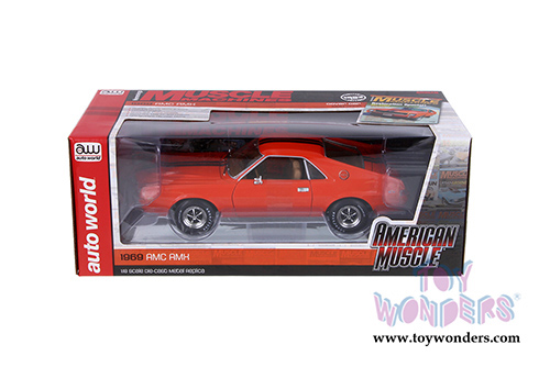 Auto World American Muscle - Hemmings Muscle Machines | AMC AMX Hardtop (1969, 1/18 scale diecast model car, Big Bad Orange) AMM1170