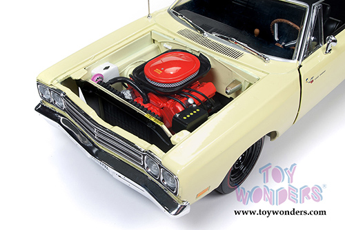 Auto World - American Muscle | Plymouth Road Runner Hardtop Class of '69 50th Anniversary (1969, 1/18 scale diecast model car, Sunfire Yellow/Black) AMM1179