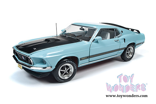 Auto World - American Muscle - Ford Mustang Mach 1 Hardtop Class of '69 50th Anniversary (1969, 1/18 scale diecast model car, Aztec Aqua) AMM1181