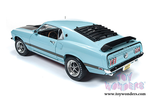 Auto World - American Muscle - Ford Mustang Mach 1 Hardtop Class of '69 50th Anniversary (1969, 1/18 scale diecast model car, Aztec Aqua) AMM1181