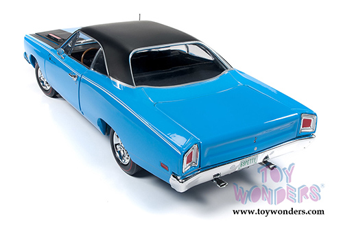 Auto World - American Muscle | Plymouth Road Runner Hardtop Class of '69 50th Anniversary (1969, 1/18 scale diecast model car, Petty Blue w/Black) AMM1184
