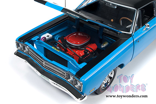 Auto World - American Muscle | Plymouth Road Runner Hardtop Class of '69 50th Anniversary (1969, 1/18 scale diecast model car, Petty Blue w/Black) AMM1184