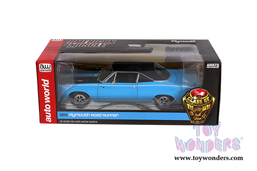Auto World - American Muscle | Plymouth Road Runner Hardtop Class of '69 50th Anniversary (1969, 1/18 scale diecast model car, Petty Blue w/Black) AMM1184